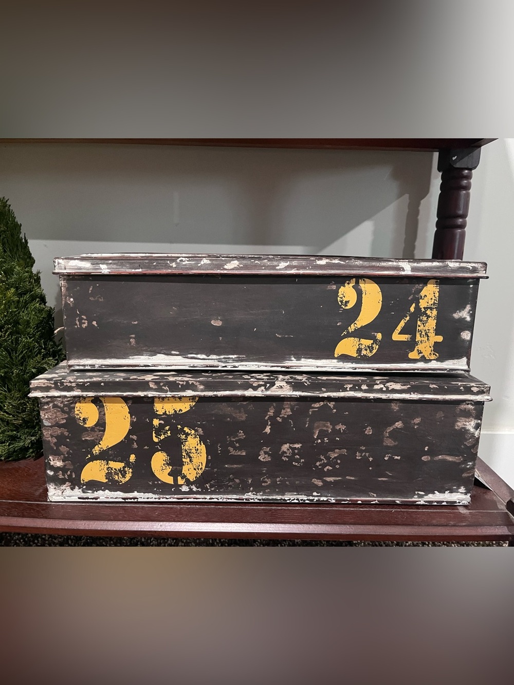 Rustic Black Numbered Decorative Storage Boxes (Set of 2)